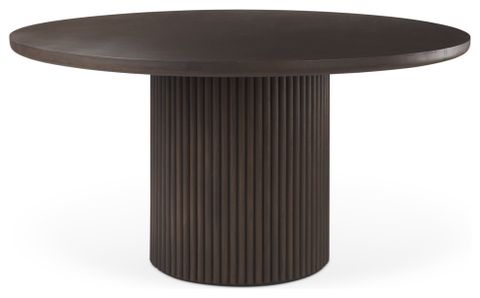 Terra 60L X 60W X 30H Dark Brown Wood Round Fluted Dining Table ... inside Terra 60L X 60W X 30H Dark Brown Wood Round Fluted Dining Table
